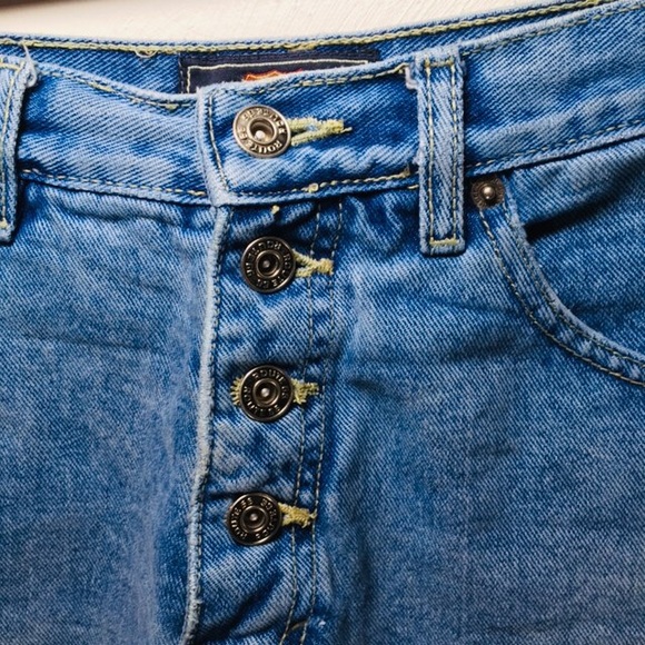 Button Fly Blue Jean Cut Offs - Picture 3 of 7